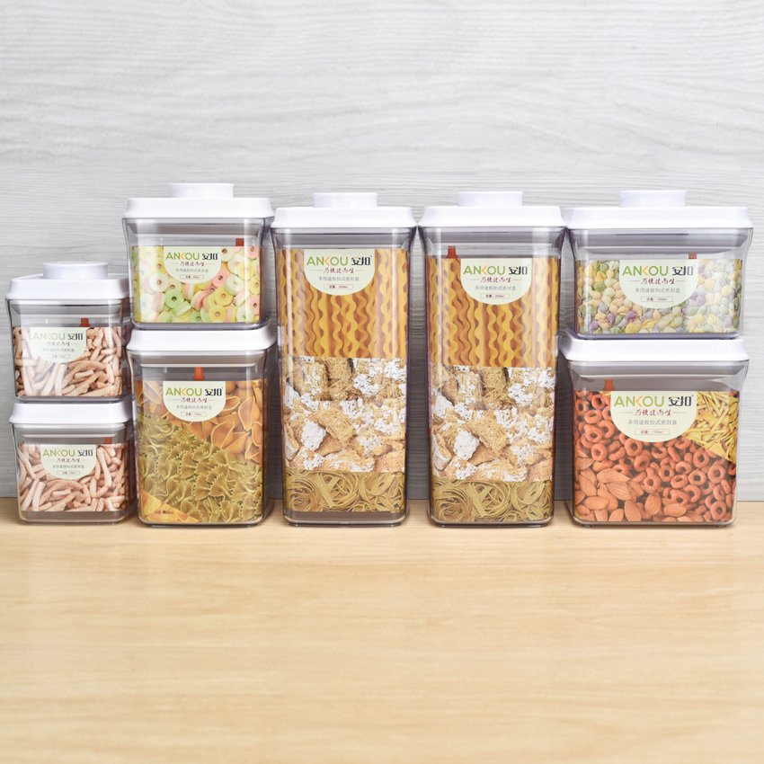 New Arrival Various Capacity Food Grade 8 Pieces Set Plastic Storage Containers Airtight for Dry Food Storage