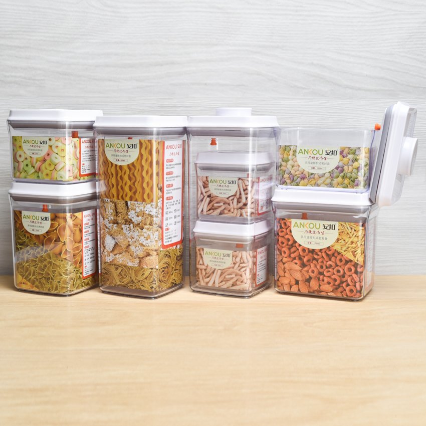 New Arrival Various Capacity Food Grade 8 Pieces Set Plastic Storage Containers Airtight for Dry Food Storage