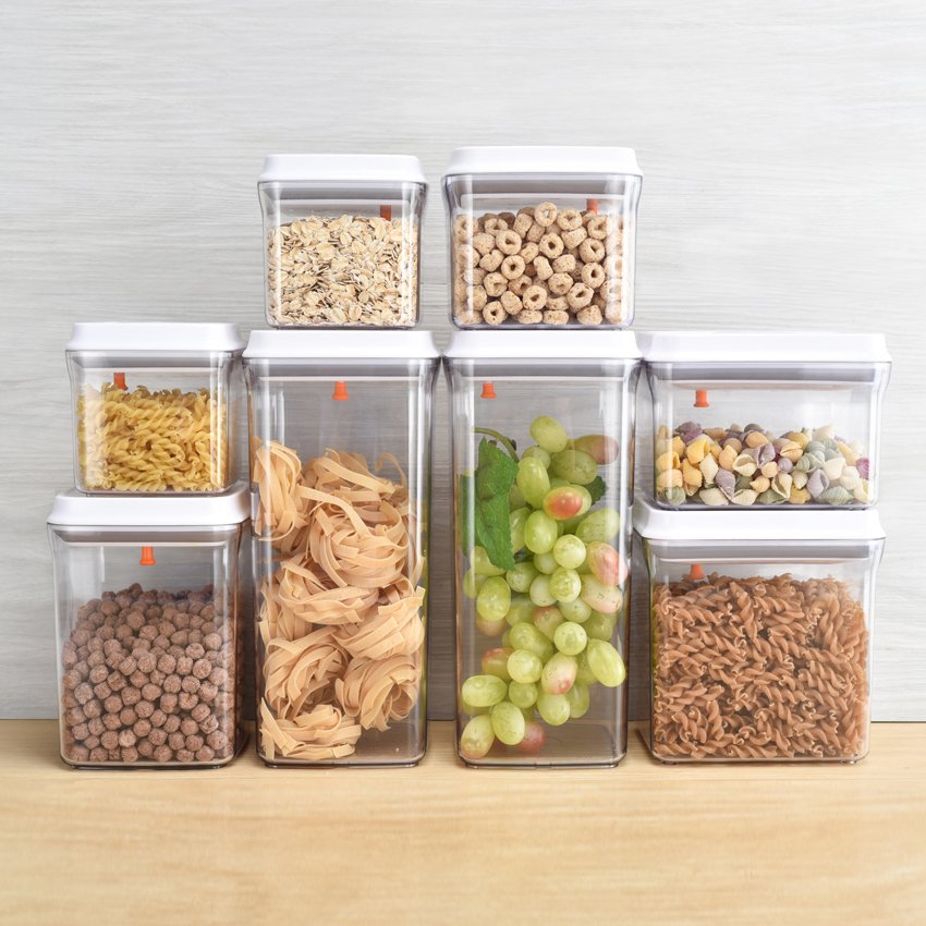 New Arrival Various Capacity Food Grade 8 Pieces Set Plastic Storage Containers Airtight for Dry Food Storage