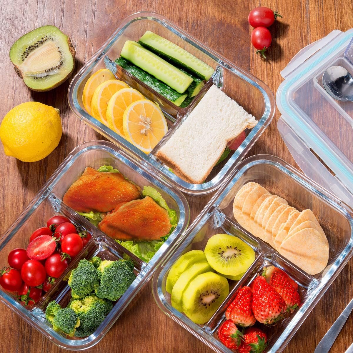 Promotional Newly Hinged Locking lids Glass Lunch Box Kitchen Home Glass Glassware Meal-Prep glass containers for food storage