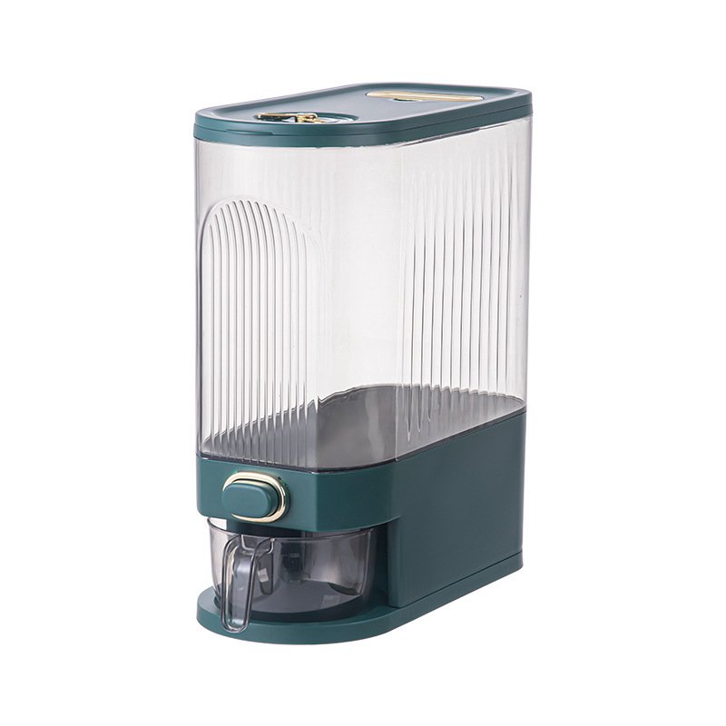 Plastic Kitchen Food Storage Box Container Date Pet Rotating Rice Dispenser Transparent with Cup Multifunction CLASSIC 10kg