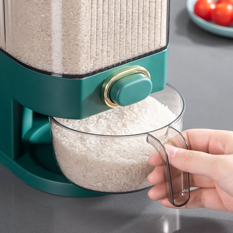 Plastic Kitchen Food Storage Box Container Date Pet Rotating Rice Dispenser Transparent with Cup Multifunction CLASSIC 10kg