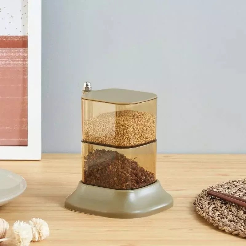 KLH073 Kitchen Food Storage Box Large Capacity Spice Rack Salt Paprika Cruet Multi-layer Rotating Seasoning Box