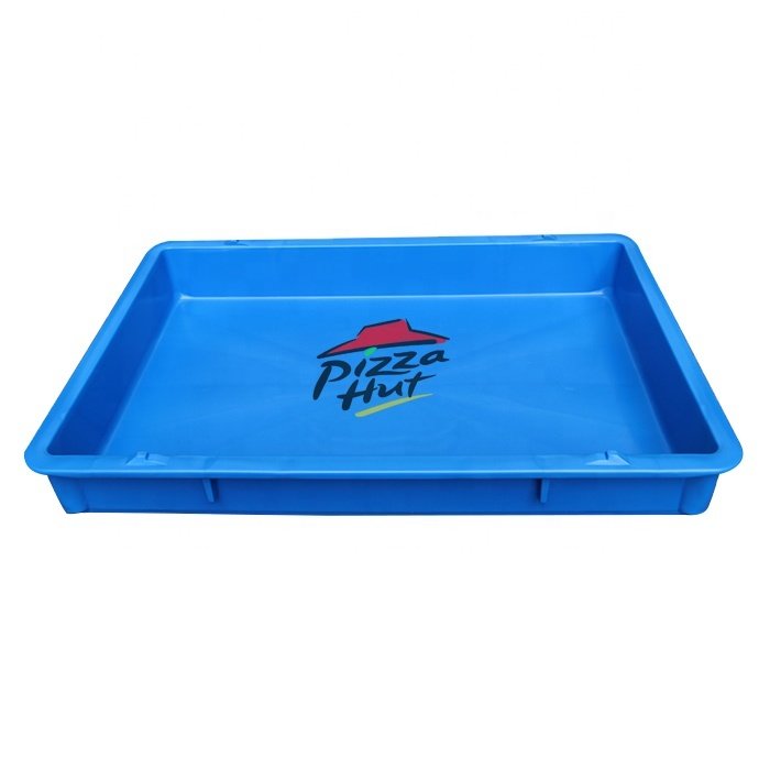 QS Bread Cake Storage Modern Blue 100mm Biscuit Crate Plastic Stackable Pizza Bread Food Storage Trays
