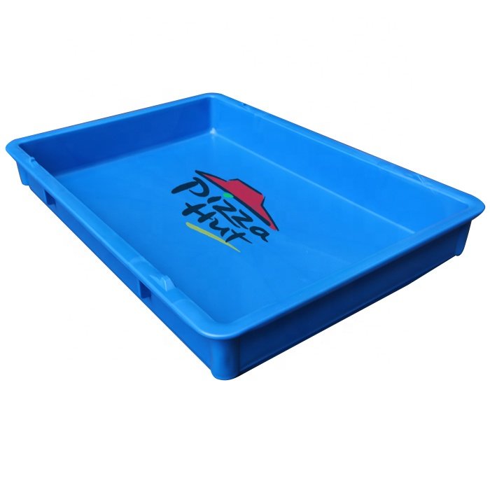 QS Bread Cake Storage Modern Blue 100mm Biscuit Crate Plastic Stackable Pizza Bread Food Storage Trays