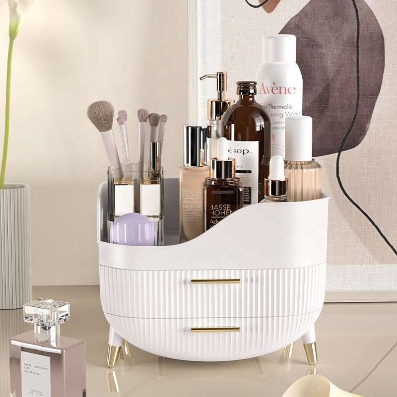 Movable Cosmetic Storage Box Makeup Storage Organiser Dressing Table Skincare Organizer Box with Handle