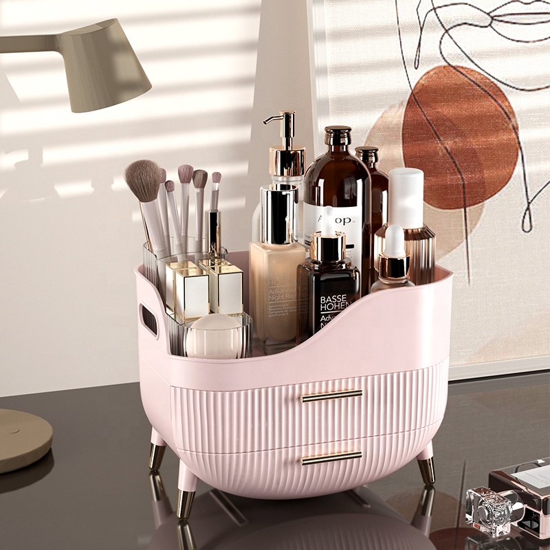 Movable Cosmetic Storage Box Makeup Storage Organiser Dressing Table Skincare Organizer Box with Handle