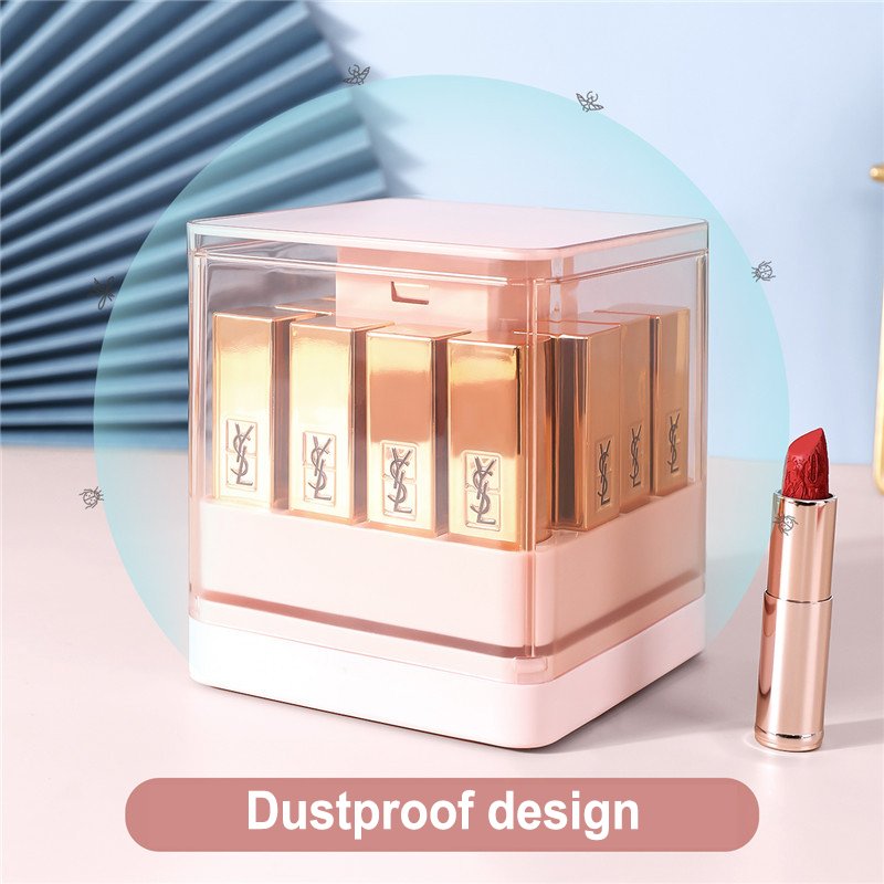 Lipstick Organizer Clear Acrylic Lipstick Holder Storage Box Dustproof Pressed Auto Lift Lipstick Display Case