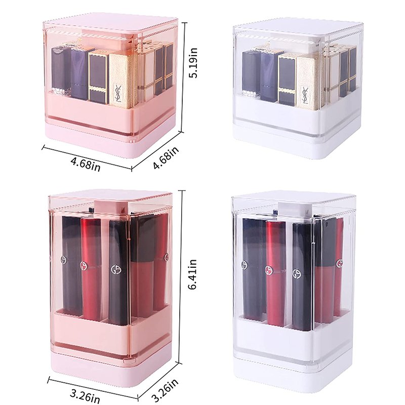 Lipstick Organizer Clear Acrylic Lipstick Holder Storage Box Dustproof Pressed Auto Lift Lipstick Display Case