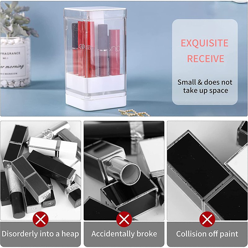 Lipstick Organizer Clear Acrylic Lipstick Holder Storage Box Dustproof Pressed Auto Lift Lipstick Display Case
