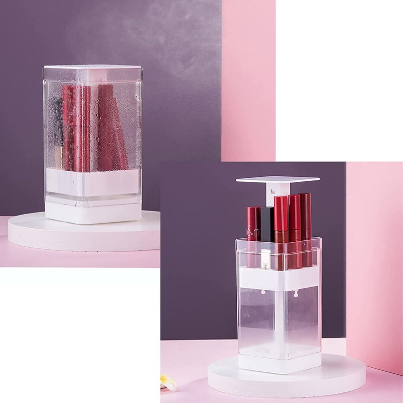 Lipstick Organizer Clear Acrylic Lipstick Holder Storage Box Dustproof Pressed Auto Lift Lipstick Display Case