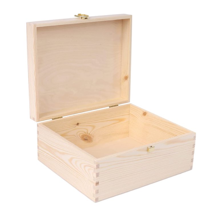 Modern and simple wooden box with metal lock and log color sundries storage storage boxes for bedrooms