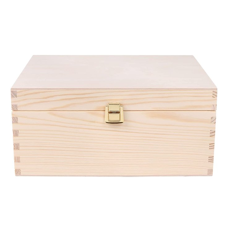 Modern and simple wooden box with metal lock and log color sundries storage storage boxes for bedrooms