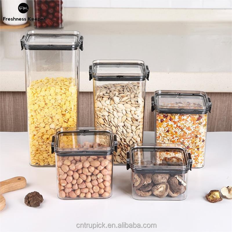 Hot Selling Pantry Fridge Kitchen Storage Box Stackable Transparent Plastic Airtight Food Lock Storage Containers Set