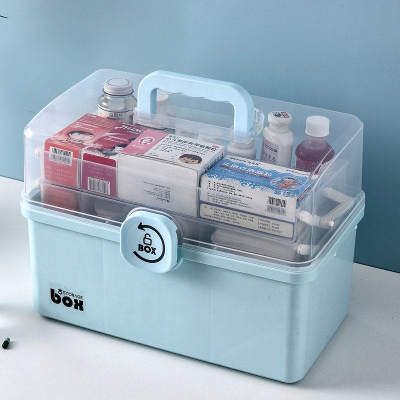 Portable Multi-Layer Plastic Medicine Storage Case Modern Rectangle Small Tool Box Hot Sale Detachable Family Packed Case