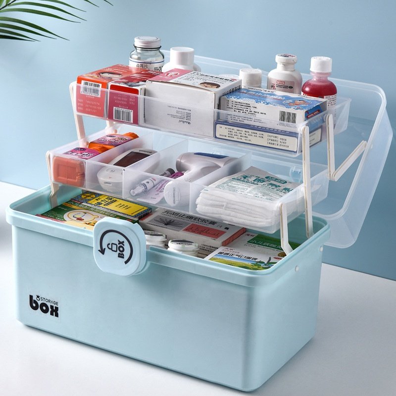 Portable Multi-Layer Plastic Medicine Storage Case Modern Rectangle Small Tool Box Hot Sale Detachable Family Packed Case
