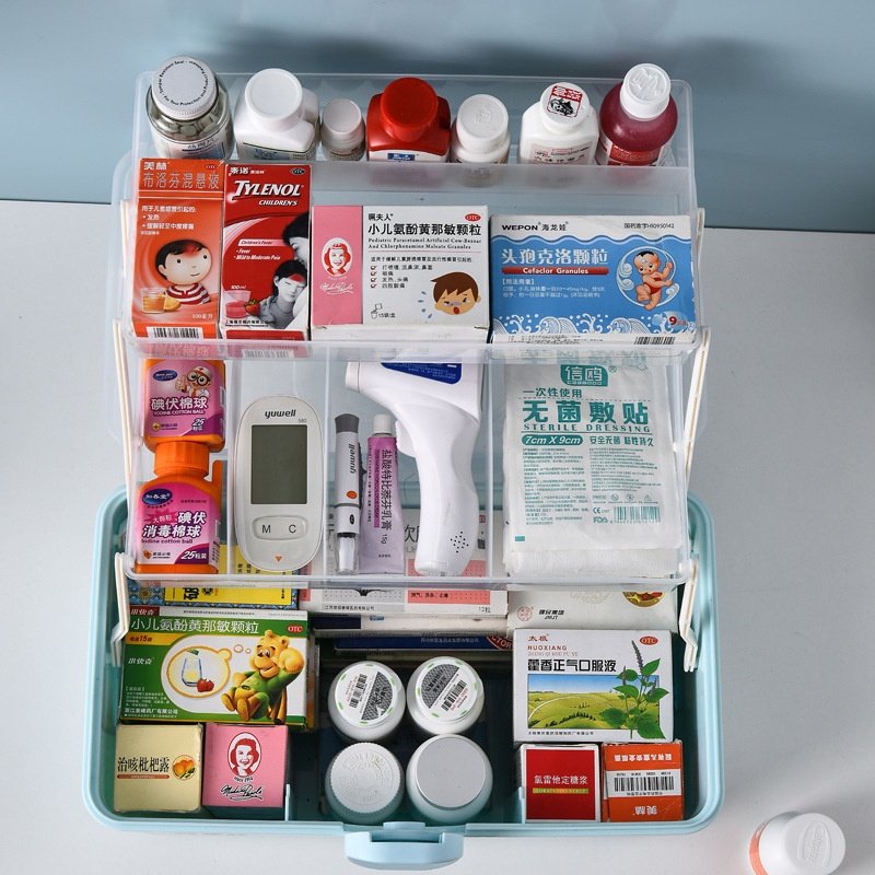 Portable Multi-Layer Plastic Medicine Storage Case Modern Rectangle Small Tool Box Hot Sale Detachable Family Packed Case