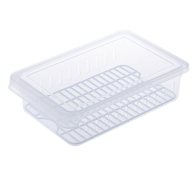 SHIMOYAMA Plastic Transparent Fruit/Vegetables Celery Storage Box Refrigerator Food Container With A Clapboard