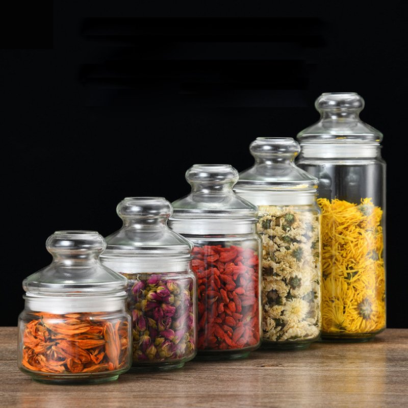 Storage Bottles Kitchen Cereals and Dry Food Storage Container Set Transparent PET Plastic with Screw Cap 1000pcs Cylinder Large