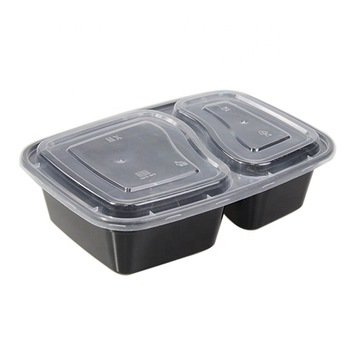 2 Compartment Disposable Rectangle Black Take Away Food Storage Containers