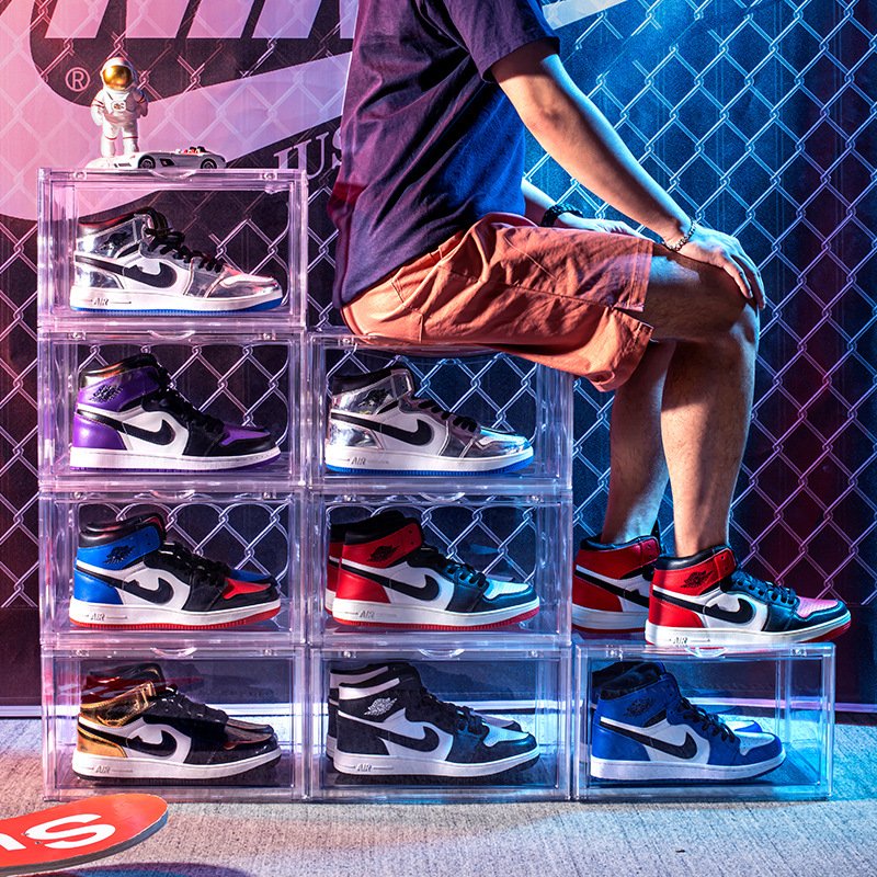 High Quality PET Bins Transparent Shoe box Storage Clear Stackable Shoe Organizer Storage Box
