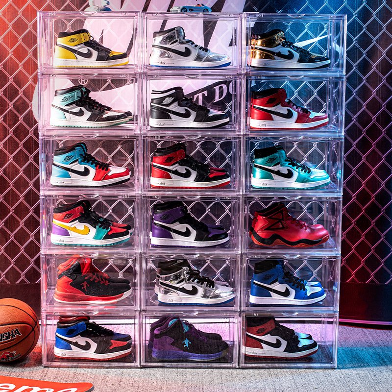 High Quality PET Bins Transparent Shoe box Storage Clear Stackable Shoe Organizer Storage Box