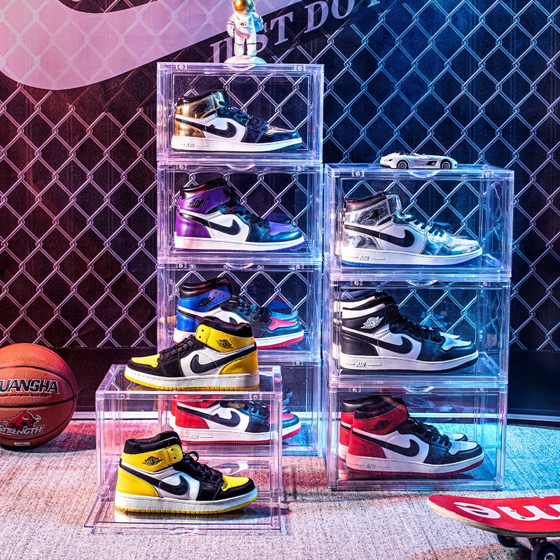 High Quality PET Bins Transparent Shoe box Storage Clear Stackable Shoe Organizer Storage Box