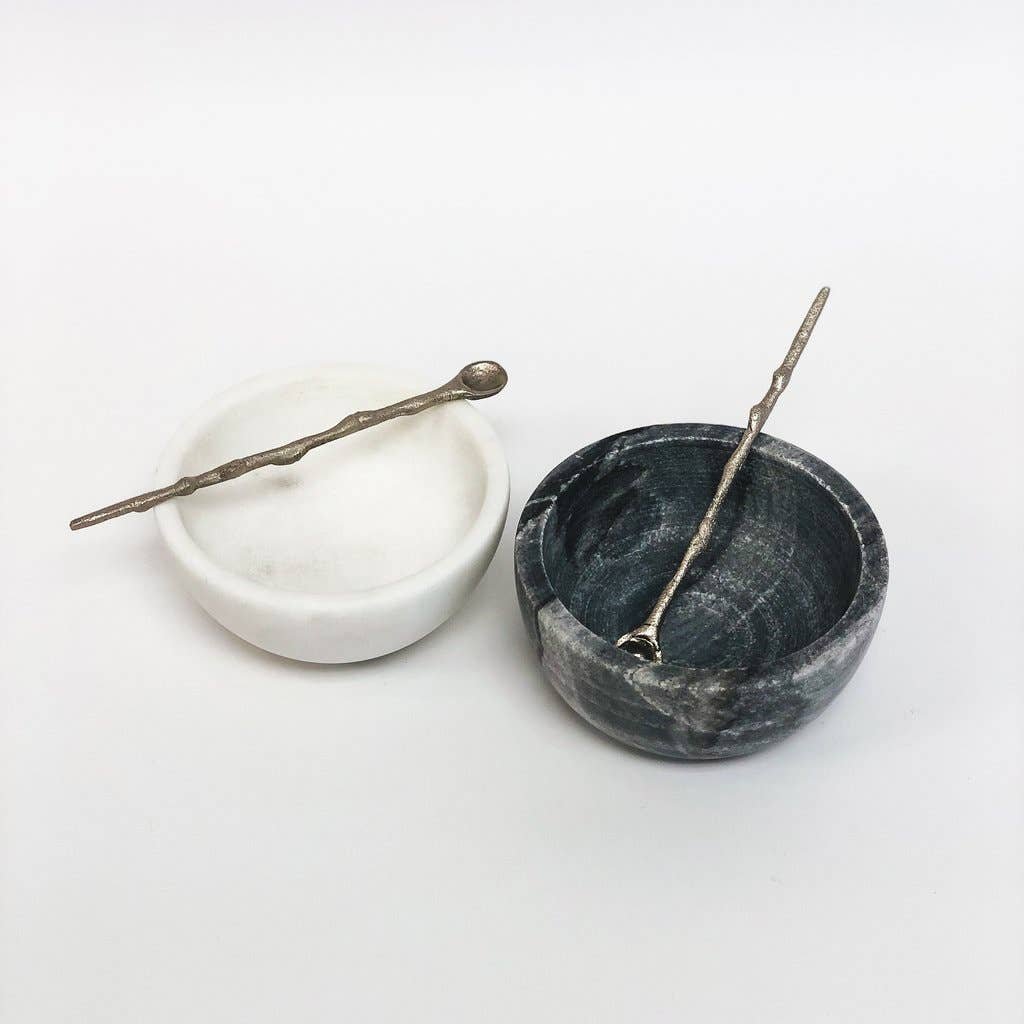 marble pepper bowl wholesale price handmade round shiny polished food safe brass spoon marble salt bowl