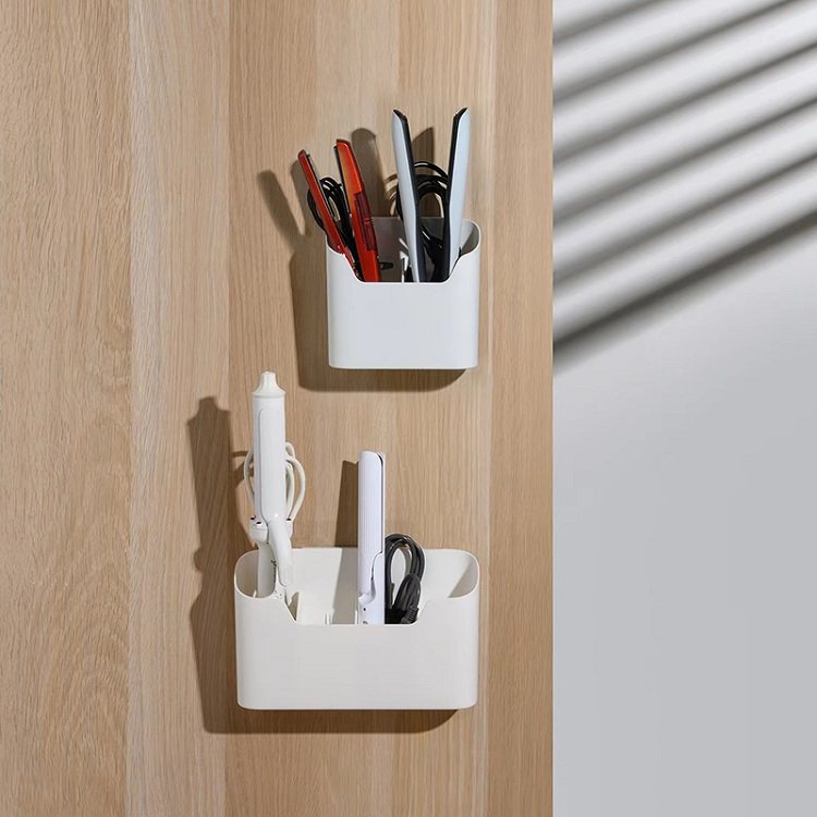 Household Bathroom Kitchen Organizer Punch Free Seamless Wall Mounted Plastic Storage Box
