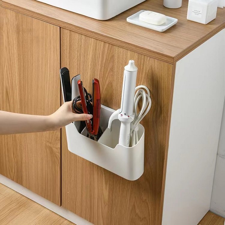 Household Bathroom Kitchen Organizer Punch Free Seamless Wall Mounted Plastic Storage Box