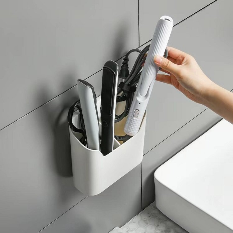 Household Bathroom Kitchen Organizer Punch Free Seamless Wall Mounted Plastic Storage Box