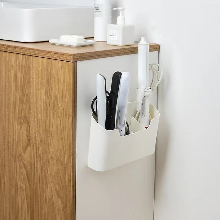 Household Bathroom Kitchen Organizer Punch Free Seamless Wall Mounted Plastic Storage Box