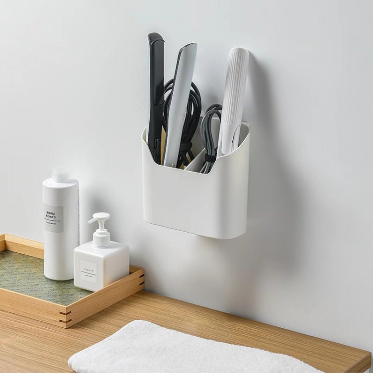 Household Bathroom Kitchen Organizer Punch Free Seamless Wall Mounted Plastic Storage Box