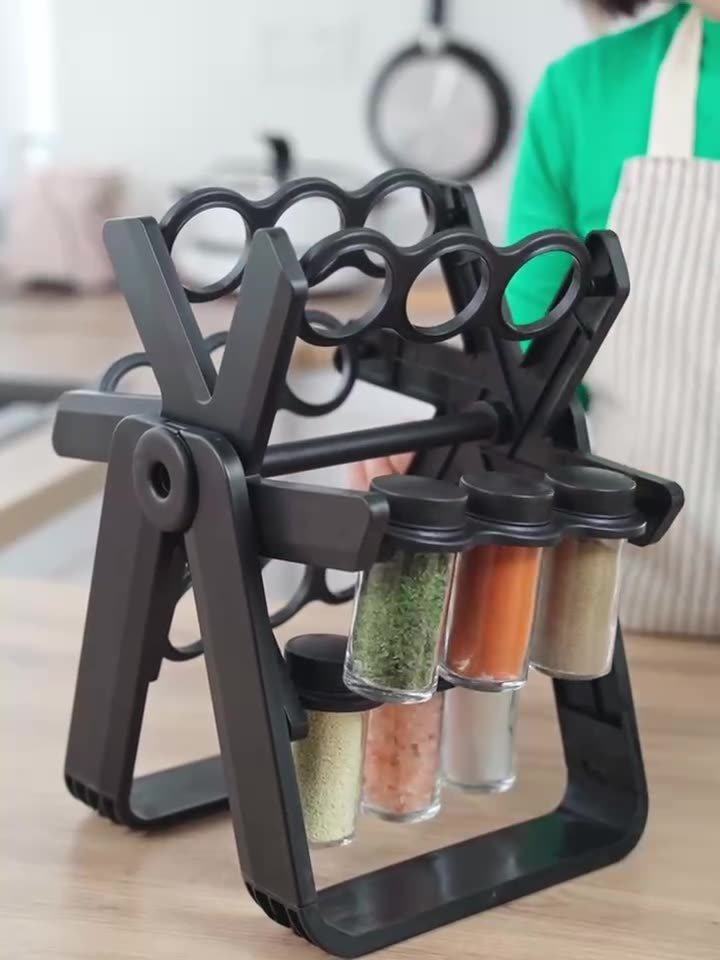 fashion Rotating Rack Organizer With 18PCS Can Seasoning Glass Bottle Jar Set Kitchen Supplies Ferris Wheel Storage Spice Rack