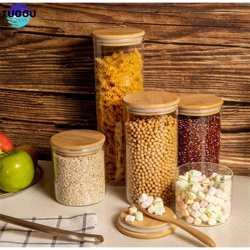 little dri smell proof bamboo and food storage glass rangement container set bottles spice mason jar with dispenser lid shop box