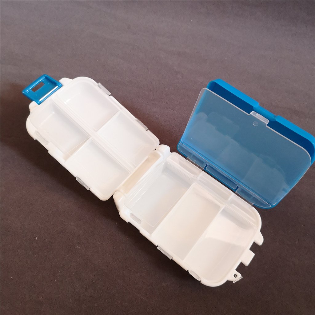 Plastic 3 layer 8 slot folding lock pill storage case box