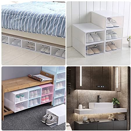 Best Seller Customized Shoe Storage Boxes New Product Clear Plastic stackable design For Closets and Entryway