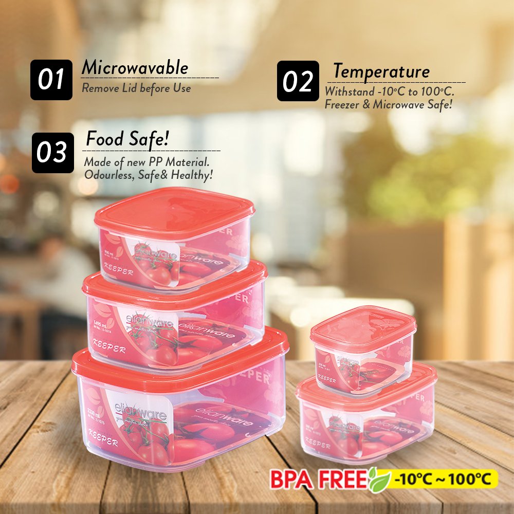 Elianware Various Capacity Food Safe Microwavable Food Storage Container Eco-friendly BPA Free Plastic (PP) Multi-Purpose Keeper