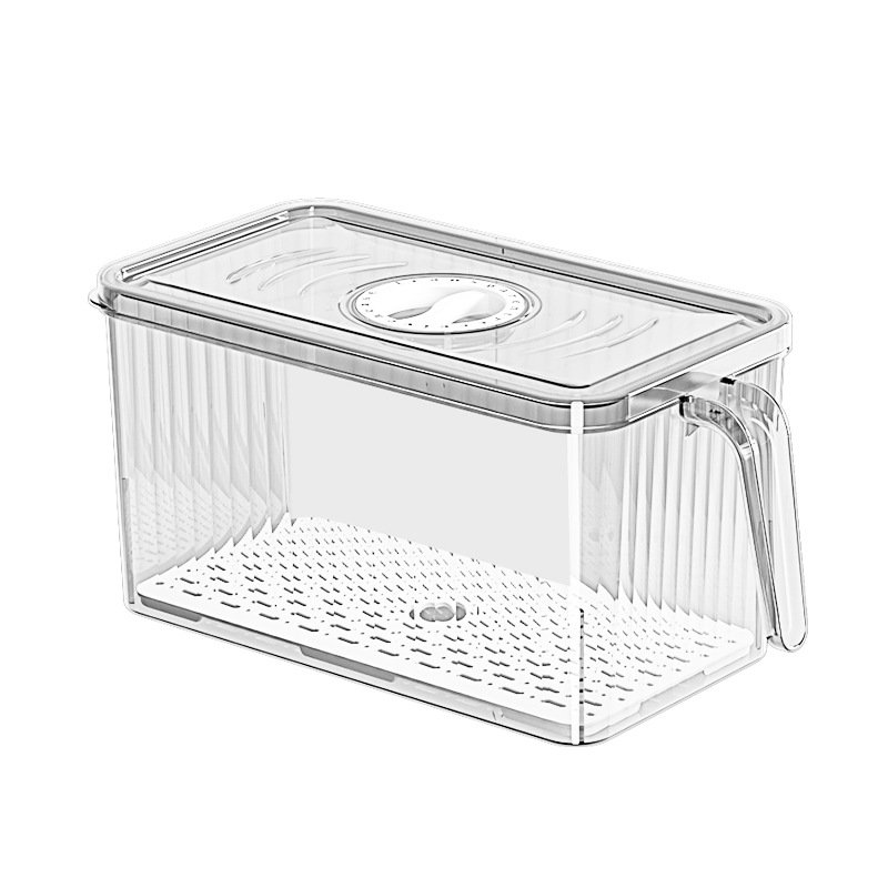 China Factory Promotion Transparent Refrigerator Drawer Storage Box Food Grade Handle Special Vegetables Storage Box