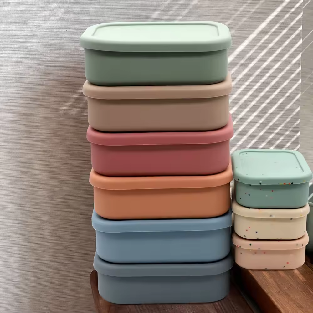 Proof Reusable Silicone Lunch Bento Box 3 Pcs/Set Nesting Food Storage Containers with Lids Leak
