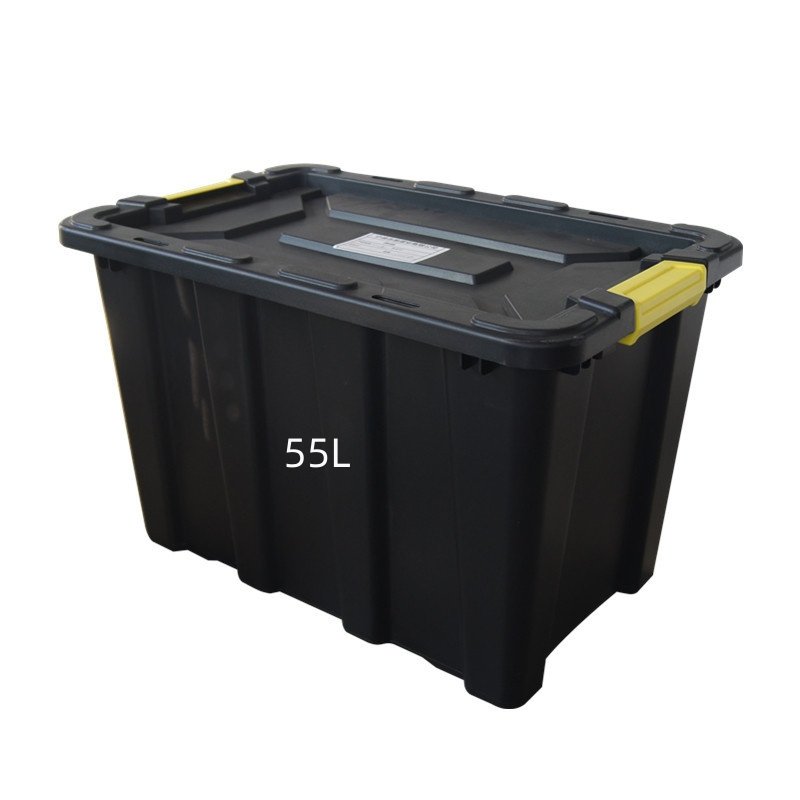 25L 54L 55L 60L 150L Stackable Heavy Duty Tough Storage Container Tote, Black Base with Yellow Lid