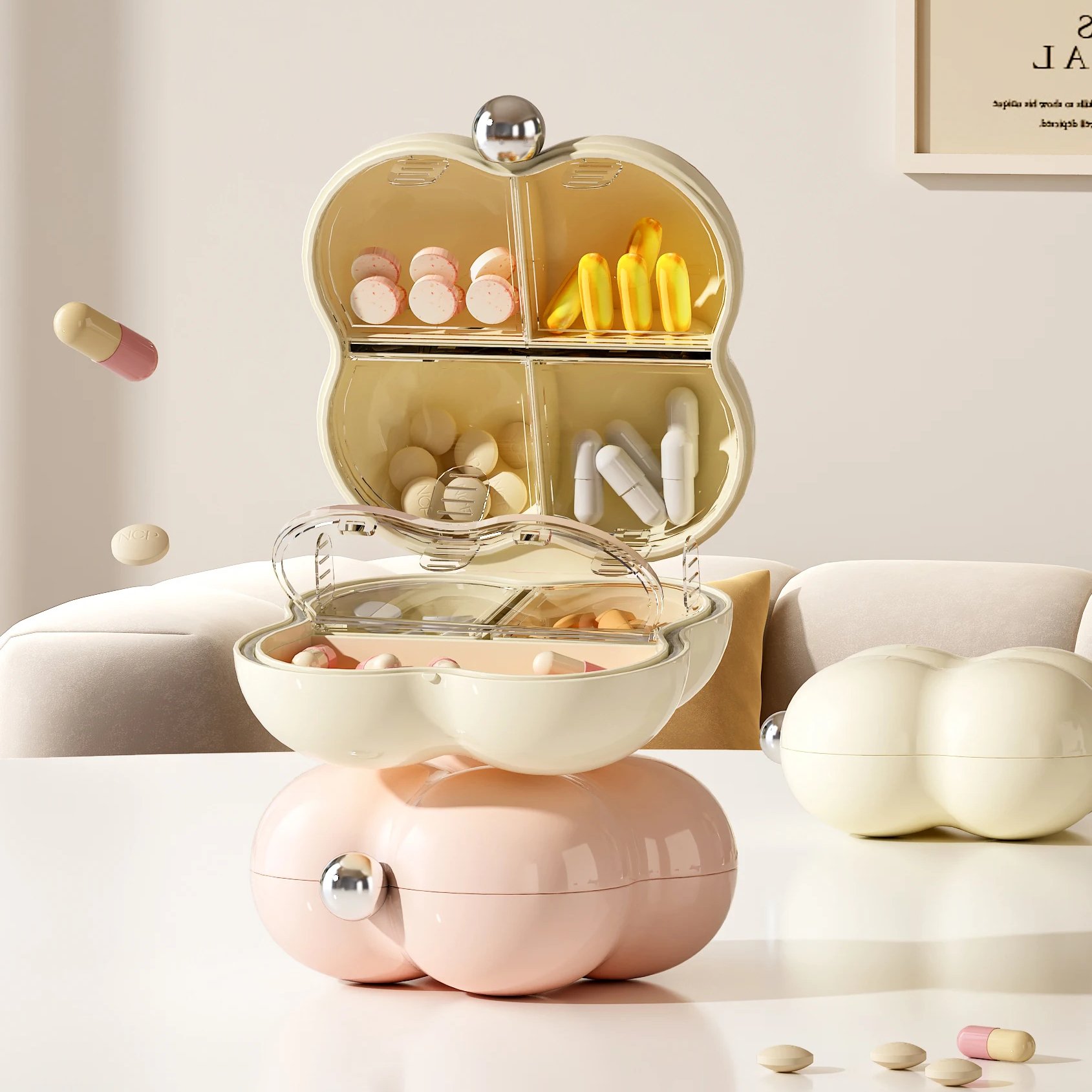 CY 24 Original Portable Travel Medicine Box Cotton Candy Styled Sealed Food Grade Multifunctional Small Storage Box