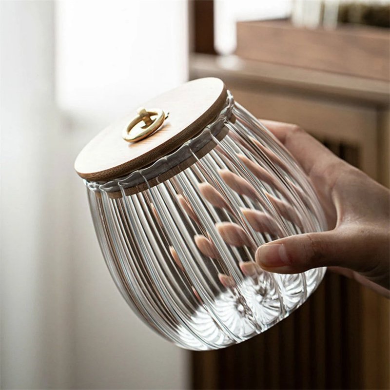 Canisters Bamboo Lids Food Storage Jar Use Glass Clear Glass Home food storage container box set kitchen accessories