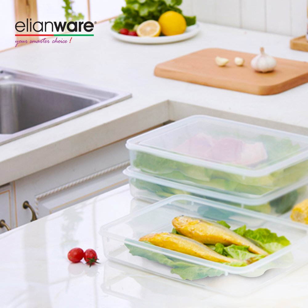 Elianware Plastic Transparent Multipurpose Refrigerator Fridge Container Storage Container With Lid