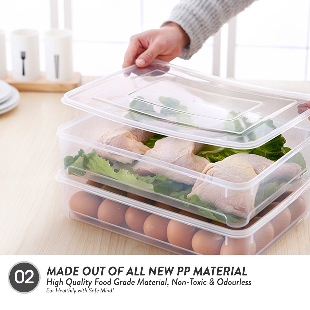 Elianware Plastic Transparent Multipurpose Refrigerator Fridge Container Storage Container With Lid