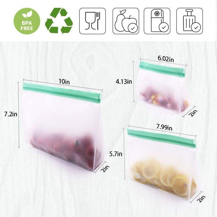 Customized Printing Food Storage Bag Peva Leakproof Food Bag Reusable Sandwich Bag Food Package Silicone CLASSIC Simple Round