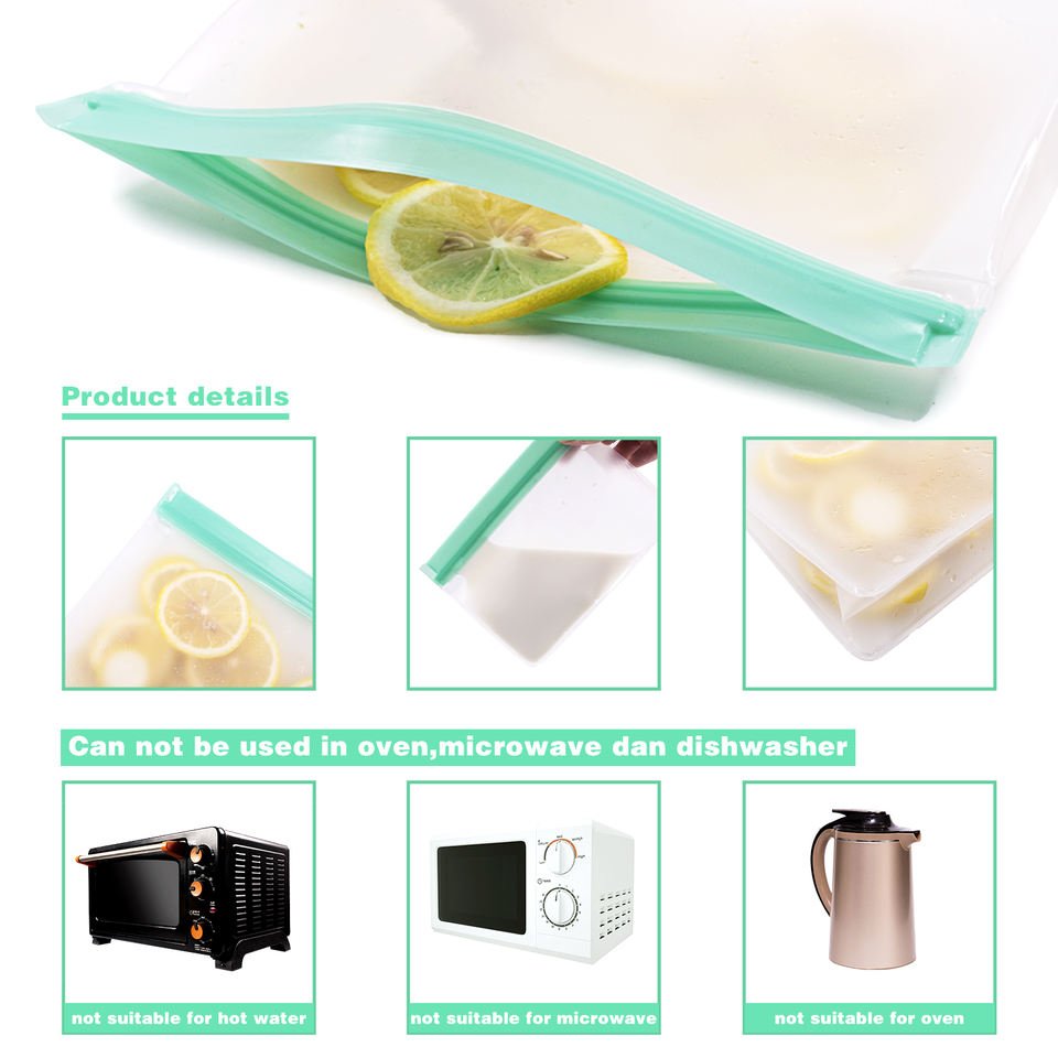 Customized Printing Food Storage Bag Peva Leakproof Food Bag Reusable Sandwich Bag Food Package Silicone CLASSIC Simple Round