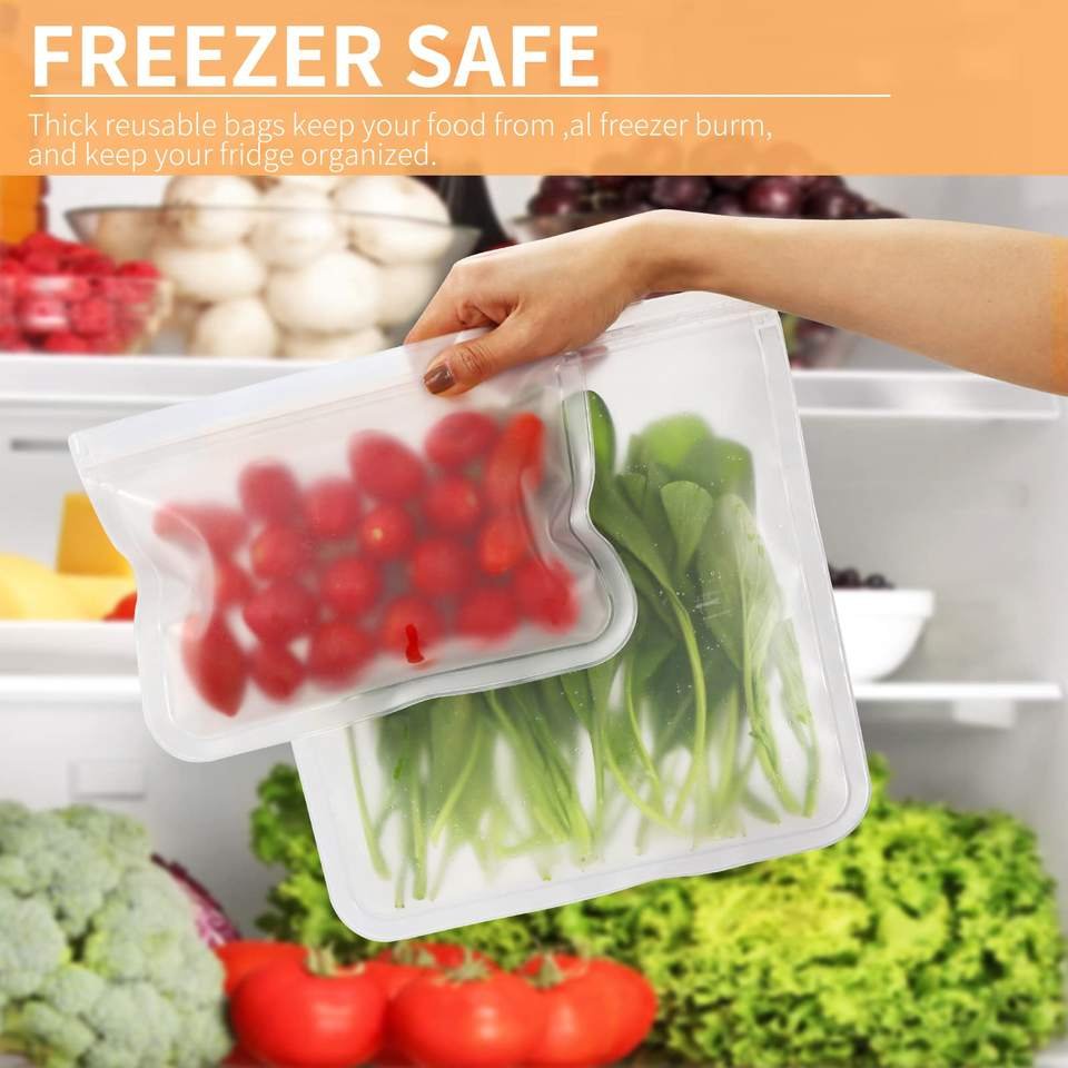 Customized Printing Food Storage Bag Peva Leakproof Food Bag Reusable Sandwich Bag Food Package Silicone CLASSIC Simple Round