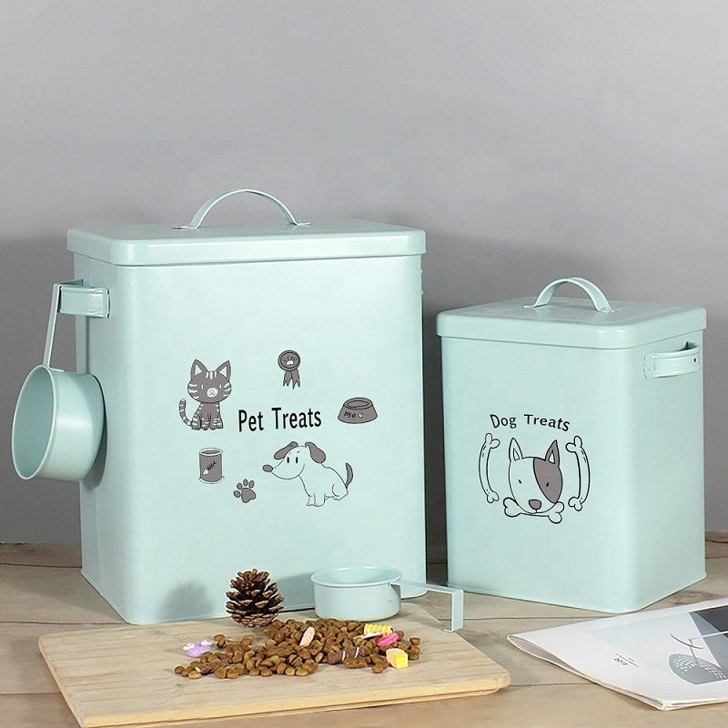 Metal pet food storage box Dog cat food Biscuits bucket food storage box With Lid