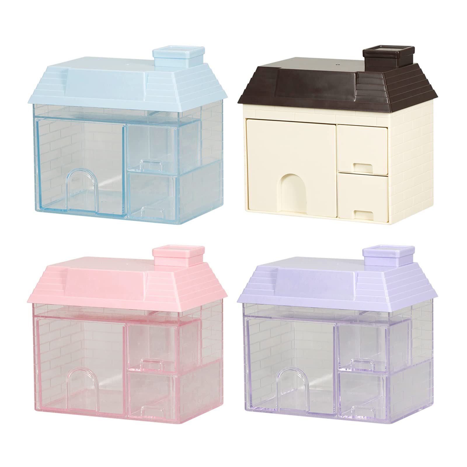 NEW Item house shape creative cosmetics school supplies stationery desktop sundries plastic storage box organizer with drawers